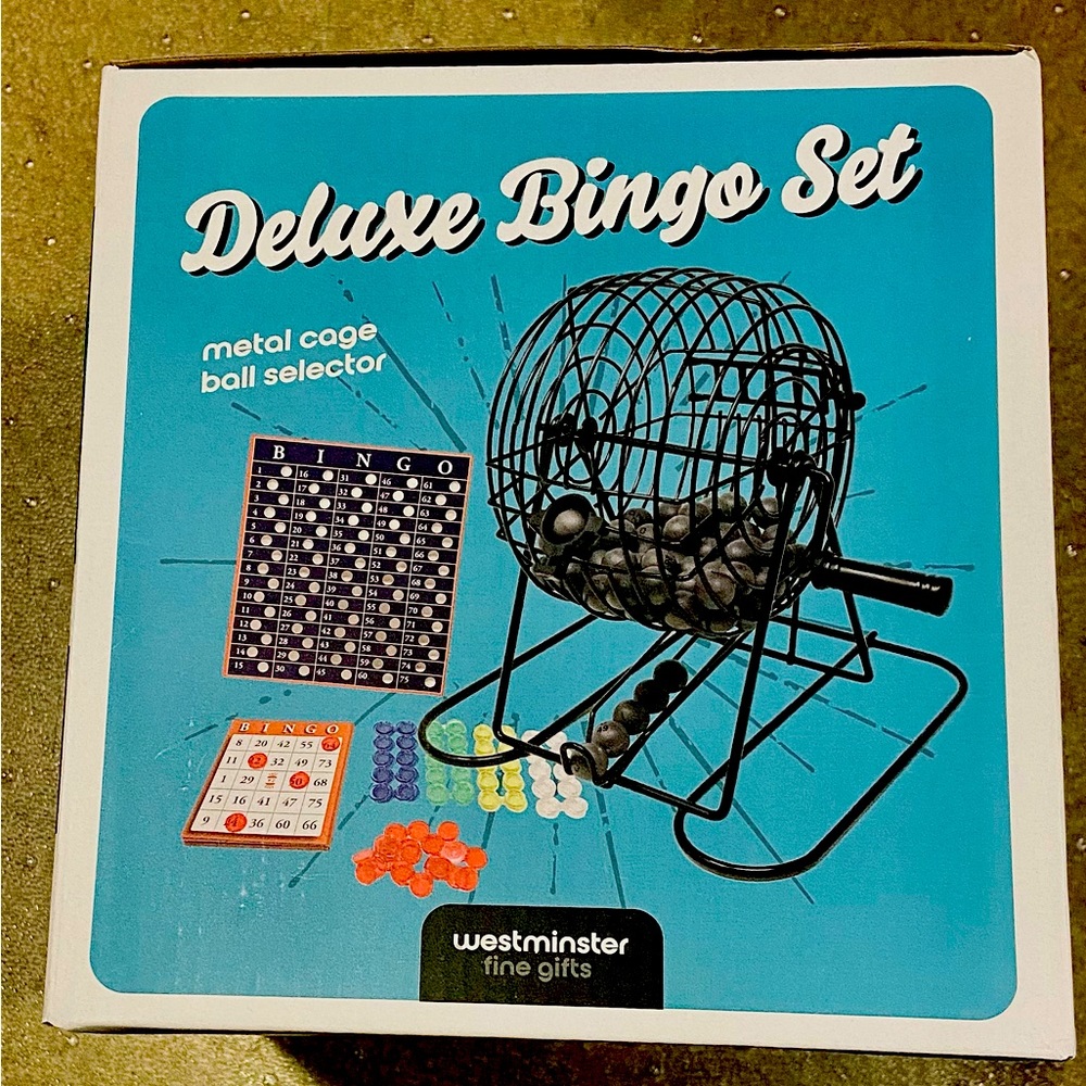 DELUXE BINGO SET CAGE CARDS BALLS